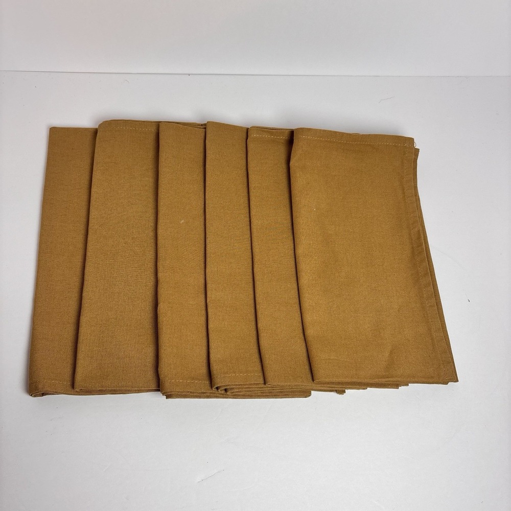 Bodrum Cloth Dinner Napkins Set of 6 Mustard Gold Brown Solid Made in Turkey